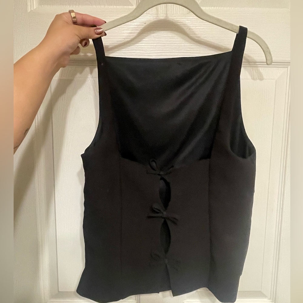 Zara Black Tank Top with Bow Details - Picture 2 of 4